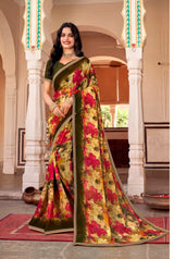 Lotus-2 Designer Printed Saree with Elegant Border - Festive & Traditional Wear Collection