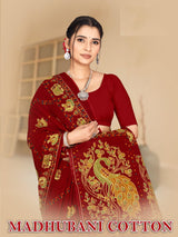 Madhubani Cotton Printed Saree Set – 08 Pcs -Pure Cotton Sarees - M.R. Saree Emporium