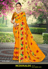 Kayaan Mcdonalds Vol-68 Chiffon Saree Set (8 Pcs) Printed Lace Border Daily Wear - M.R. Saree Emporium