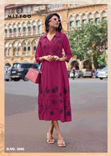 Mittoo Angoori Heavy Rayon Thread Work Kurti 6 Pcs Set