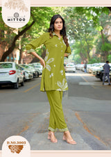 Mittoo Rasika Rayon Printed Kurti Pant Set with Handwork-6 Pcs Set-M.R. Saree Emporium