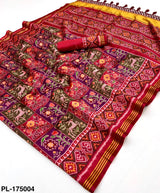 Rajyog Patan Patola Handloom Silk Saree for Women with Lagadi Patta & Zari Border - Women Saree - Single Pcs Available - M.R. Saree Emporium