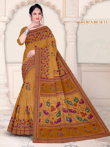 Golden Beauty Pure Cotton Printed Saree – Traditional Wear M.R. Saree Emporium