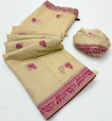 Nakshatra Cotton Saree with Jamdani Style Weaving-6 Pcs Set.