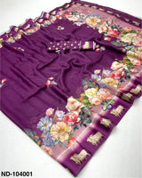 Nandi Soft Georgette Saree with Satin Border & Pichwai Print-7 Pcs Set.