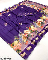 Nandi Soft Georgette Saree with Satin Border & Pichwai Print-7 Pcs Set.