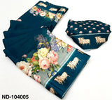 Nandi Soft Georgette Saree with Satin Border & Pichwai Print-7 Pcs Set.