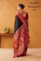 RajPath Nova Tussar Modal Fancy Cotton Saree - 6 PCS Set