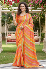 Parvana Vol 09 - Fancy Swarovski Printed Saree 6 Pcs Set