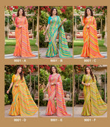 Parvana Vol 09 - Fancy Swarovski Printed Saree 6 Pcs Set