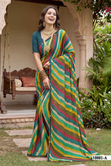 Parvana Vol 10 - Fancy Swarovski Printed Saree 6 Pcs Set
