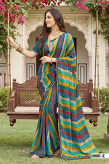 Parvana Vol 10 - Fancy Swarovski Printed Saree 6 Pcs Set