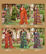 Parvana Vol 10 - Fancy Swarovski Printed Saree 6 Pcs Set