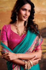 Patola Silk Designer Saree with Woven Border - Single Piece
