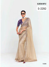 S-2292 Premium Pure Fancy Tissue Saree with Designer Contrast Handwork Blouse