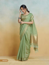 Women's Pure Handloom Khadi Silk Woven Border Saree