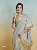 Women's Pure Handloom Khadi Silk Woven Border Saree