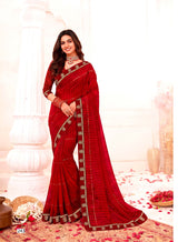 Ladorani Rangeela Designer Saree with Zari Border - 8 Pcs Set