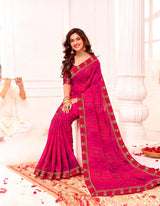 Ladorani Rangeela Designer Saree with Zari Border - 8 Pcs Set