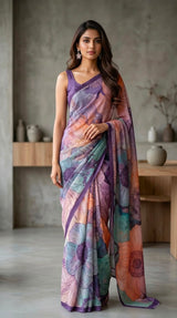 RajMata Ruby Crepe 8 Pcs Set Soft Italian Crepe with Fancy Digital Prints