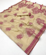 Tapti Cotton Saree - Soft Cotton with Fancy Jamdani Style Weaving