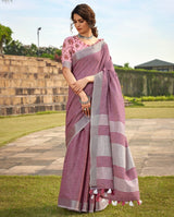 RajPath Abhirupi Silk Soft Linen Silk Saree - Khadi Design