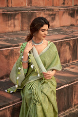 RajPath Abhirupi Silk Soft Linen Silk Saree - Khadi Design