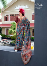RajPath Next Generation Pure Satin Silk Ajrakh Print Saree