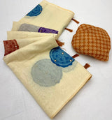 RajYog Rang Chanderi Linen Bandhej Print Saree with Paper Mirror Work - 4 Pcs Se
