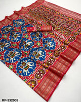 Rajyog Rudraksha Handloom Silk Patola Saree - Trending Design & Zari Border
