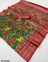 Rajyog Rudraksha Handloom Silk Patola Saree - Trending Design & Zari Border