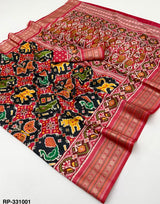 Rajyog Rudraksha Handloom Silk Patola Saree - Trending Design & Zari Border