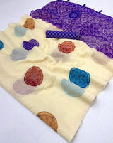 Rang Chanderi Linen Saree - Paper Mirror Work Bandhej Print Saree with Designer Blouse - M.R. Saree Emporium
