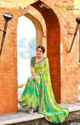 Krishnaleela Riyasat Fancy Fabrics Printed Saree with Designer Border - 8 PCS Set
