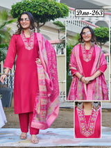 Roman Silk Embroidered Kurti Pant Dupatta Set - Designer Ethnic 4 Pc Set - M.R. Saree Emporium
