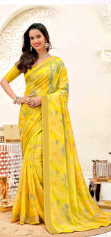 Krishnaleela Roohani-4 Fancy Fabrics Printed Saree with Designer Border - 8 PCS Set
