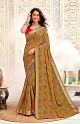 Krishnaleela Roohani-4 Fancy Fabrics Printed Saree with Designer Border - 8 PCS Set