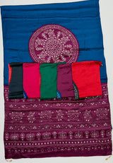 Fancy Look Series Gajji Satin Ajrakh Print Mirror Work Saree