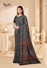 Ruchi Vedanta Silk-54 Silk Crepe Saree - Unique Print Designer Collection
