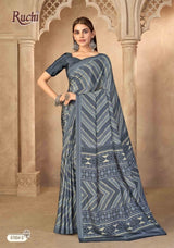 Ruchi Vedanta Silk-55 Silk Crepe Printed Saree - 12 PCS Set