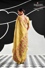 RajPath Fabrics SAFFRON Tissue Silk Saree - 6 PCS Wholesale Set