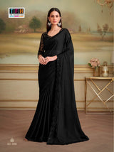 TFH SLS-8106 Fancy Fabric Party Wear Saree - Black