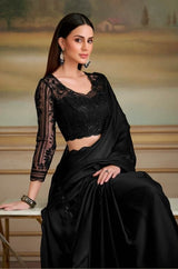 TFH SLS-8106 Fancy Fabric Party Wear Saree - Black