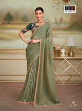 TFH SLS-8109 Olive Green Fancy Fabric Party Wear Saree