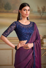 TFH SLS-8111 Purple Fancy Fabric Party Wear Saree
