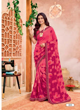 Ladorani Softy Green Printed Saree with Designer Border - 8 Pcs Set
