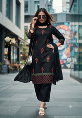 Samantha Cotton Linen Flex Kurti Set with Mulmul Dupatta - 6 Pcs Set