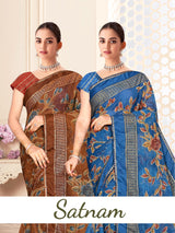 Satnam Printed Saree Collection – 8 Pcs Set-Women Daily & Office Wear Sarees – M.R. Saree Emporium