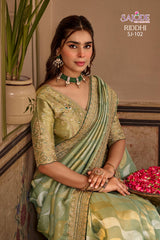 Fancy Pure Fabric Designer Saree with Stitched Blouse
