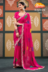 STAVAN RajRani Sparkal Chiffon Embroidered Saree - 6 Pcs Set